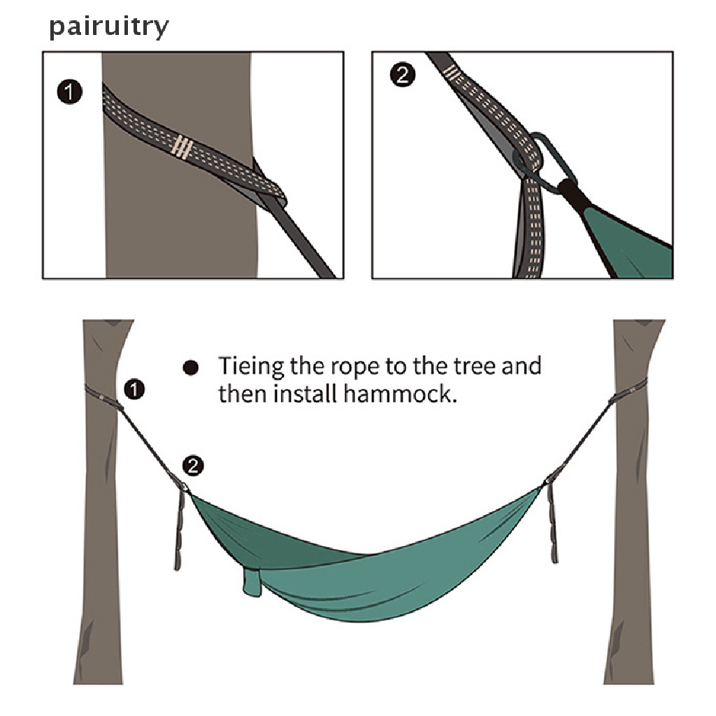 Prt 2pcs / Set Strap Hammock / Tempat Tidur Gantung Warna Hitam Untuk Outdoor