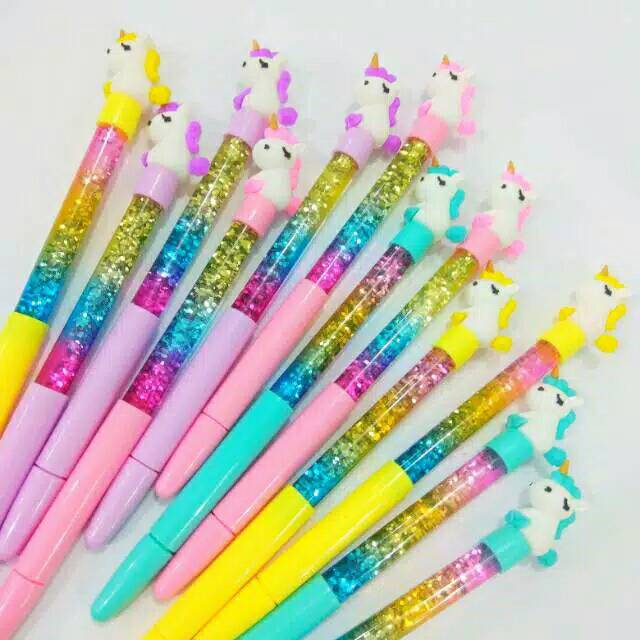 

UKURAN BESAR pulpen gel gliter karakter unicorn/ pen gel karakter/ pen unicorn