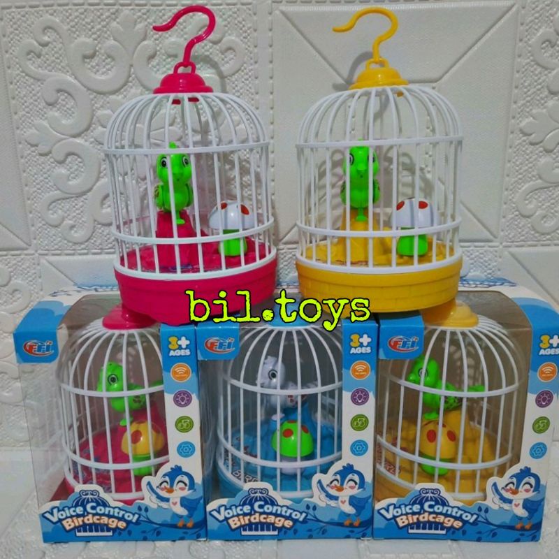 MAINAN ANAK LAKI LAKI PEREMPUAN BURUNG SANGKAR TEPUK BERKICAU VOICE CONTROL BIRDCAGE FU 1138 MAINAN BURUNG SANGKAR ANAK