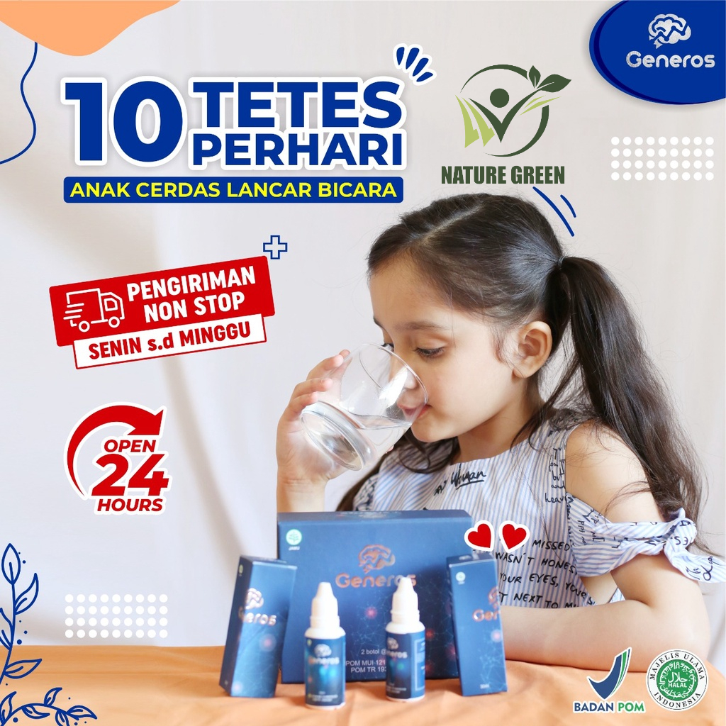 Generos Paket 5 Box - Nutrisi Multivitamin Otak Anak Speech Delay &amp; Menambah Kecerdasan &amp; Daya Ingat Perlancar Peredaran Darah Tubuh Isi 30ml