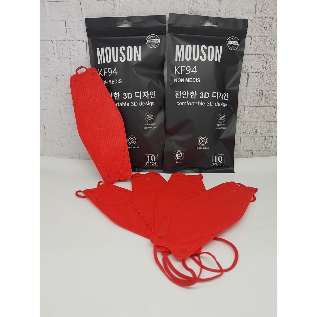 ENZ ® Masker KF94 MOUSON 4Ply isi 10Pcs Putih Hitam Abu Warna KF94 4Ply Earloop Mask 1010