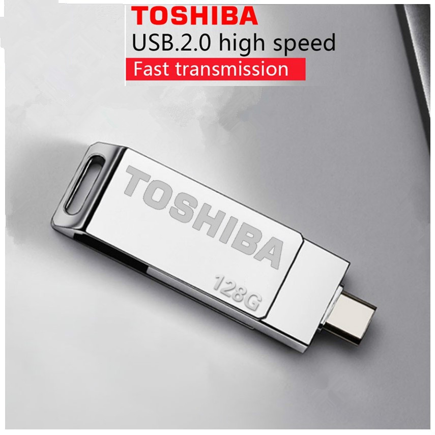 Toshiba Flashdisk OTG USB 2.0 2 In 1 128GB Bahan Logam Dengan Port Micro USB