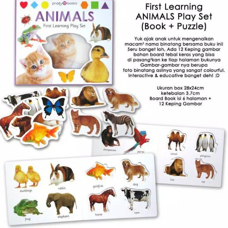 Priddy books first learning animals playset / puzzle book/ mainan edukasi anak (harga nett)