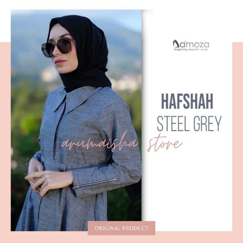 DAMOZA Gamis Hafshah Steel Grey Dress Formal