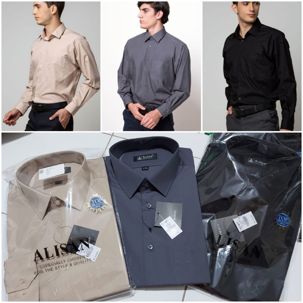 16.5/17--/ALISAN-REGULAR/Kemeja Formal Pria Polos -Lengan Panjang