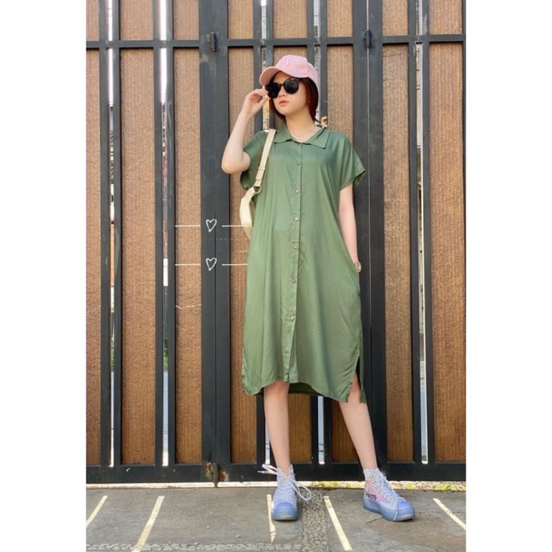 Daster Polos Full Kancing Depan Rayon Busui Viral[Lula Home Dress]