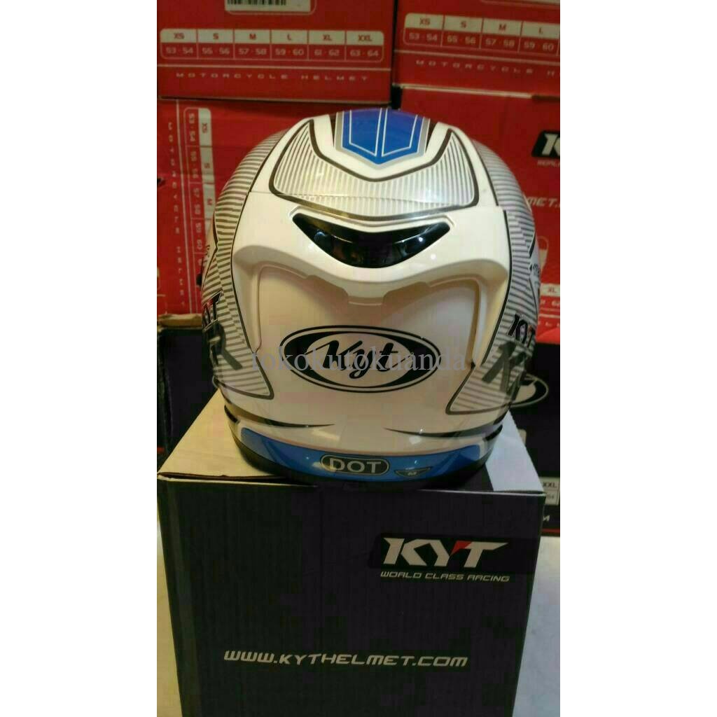 helm KYT K2 rider double visor # 1 white/blue
