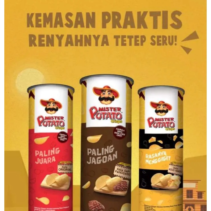 (PROMO) Mister Kentang Snack Mr. Potato Crips Keripik Kentang pringles Original BBQ Sambal Matah 85G keripik mr potato snack Barbeque barberqui sambel matah 85 Gram 85 G