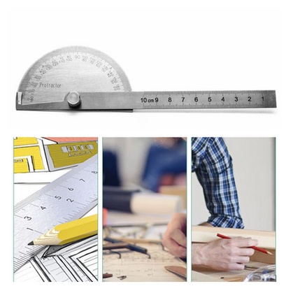 Stainless Degree protractor / busur derajat / pengukur sudut / penggaris busur Alat Ukur Sudut-1