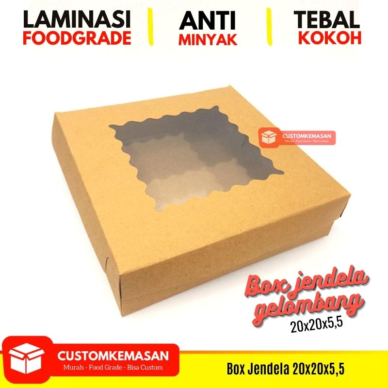 

Box Catering Jendela / Box Catering / Dus Jendela / Box Nasi / Dus 20x20x5 / Dus Donat / Dus kue / Box Kue / Kemasan Makanan