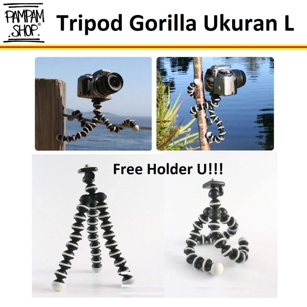 Tripod Gorilla Size L Large Flexible Pod Kamera Action Cam Smartphone Octopus Original Ori Gorila