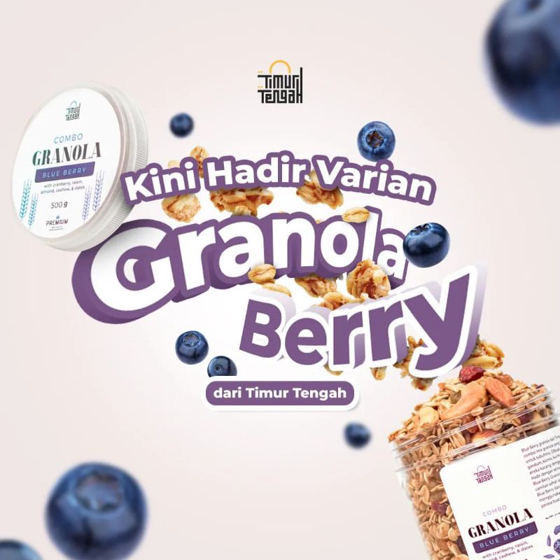 

Sereal Makanan Sehat Granola Rasa Blueberry 250 gr Original by Premium Timur Tengah High Quality