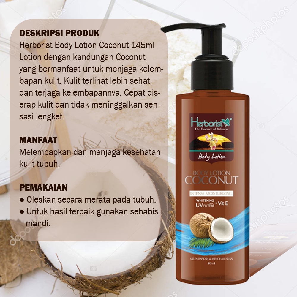 [BPOM] Herborist Body Lotion 145ml | Coconut | Frangipani | Zaitun