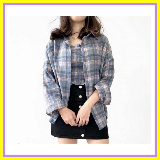 Flanel Oversize Flanel Cewek Kemeja Flanel Bestseller Bahan Adem Keren Import Kemeja Casual Terlaris