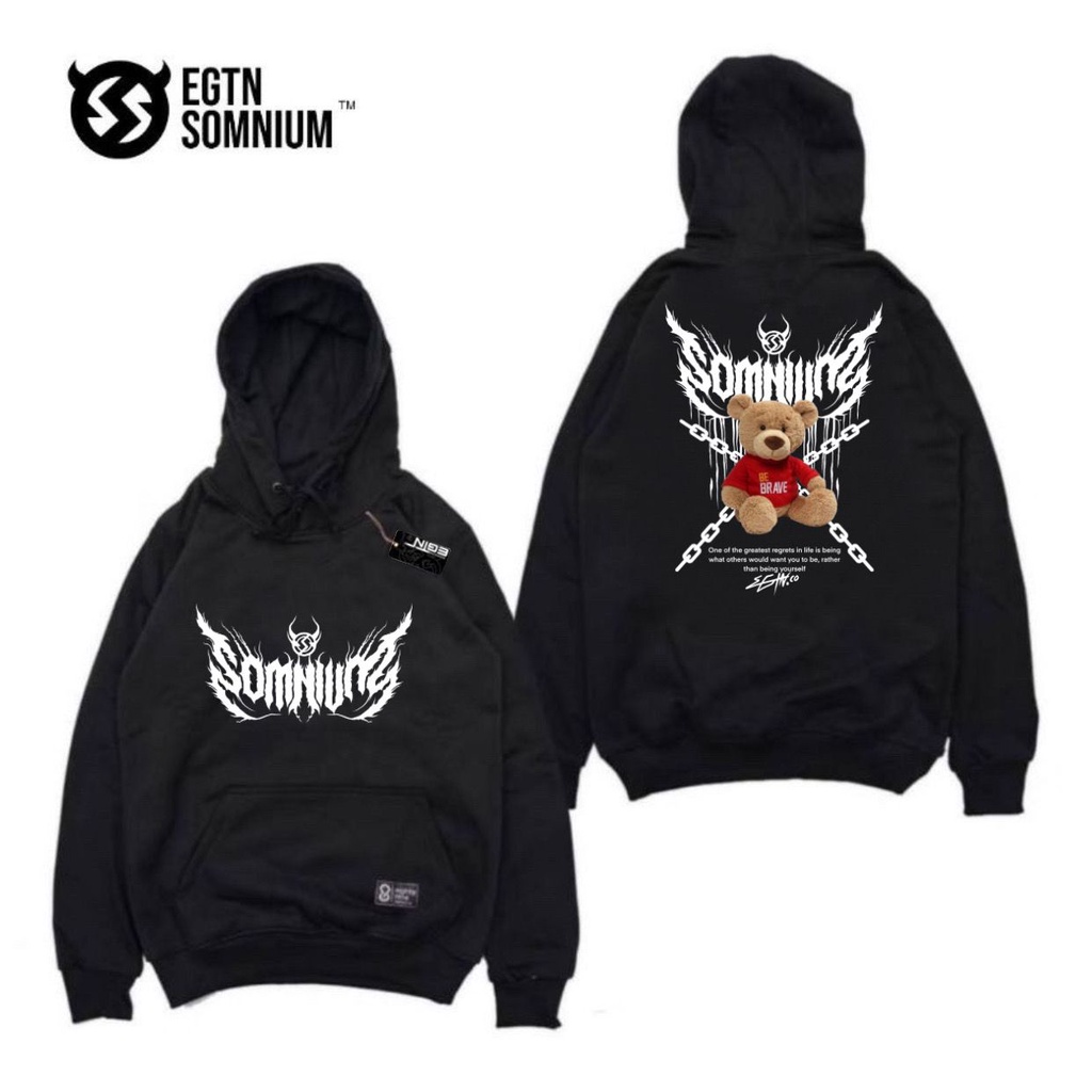 HOODIE PRIA BLACK MOTIF SOMNIUM UNISEX SWEATER HOODIE TERBARU TERLARIS