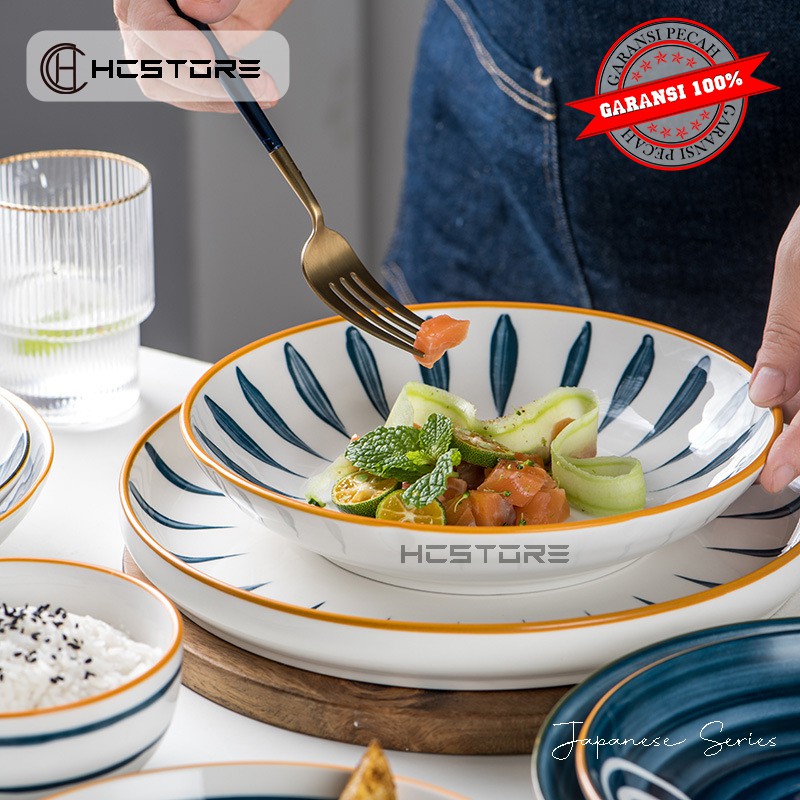 piring keramik makan bulat steak dan biasa 8 inch design jepang korea bisa untuk oven panggang-3