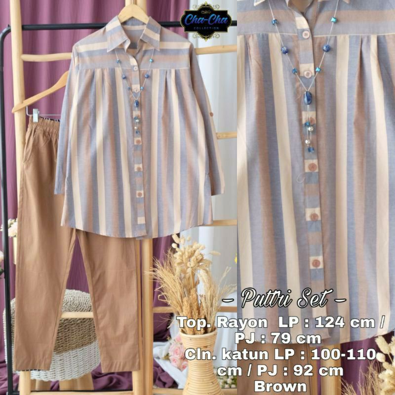 One Set Cewek Besar Oversize / Setelan Wanita Jumbo Premium PUTRRI SET by Chacha Fashion Grosir Solo-1