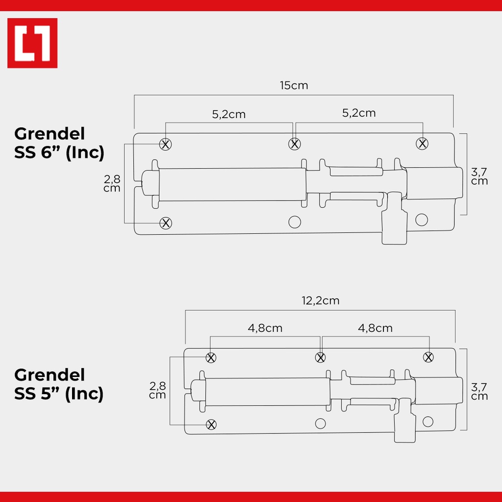 Grendel Stainless Slot Pintu Jendela Tebal Berkualitas 4 Lubang