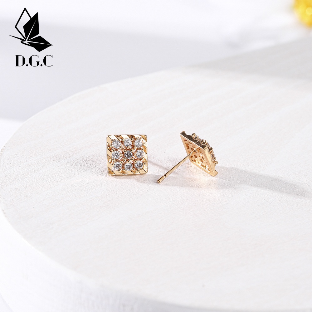 ✨COD Anting Korea Titanium Emas Batu Bata Titanium Tusuk Perhiasan Murah D274