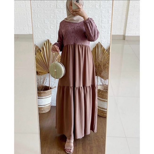 (MGA) GAMIS ROZATA OVERSIZE BROKAT DAILY BUSUI DRESS WOLFIS PREMIUM