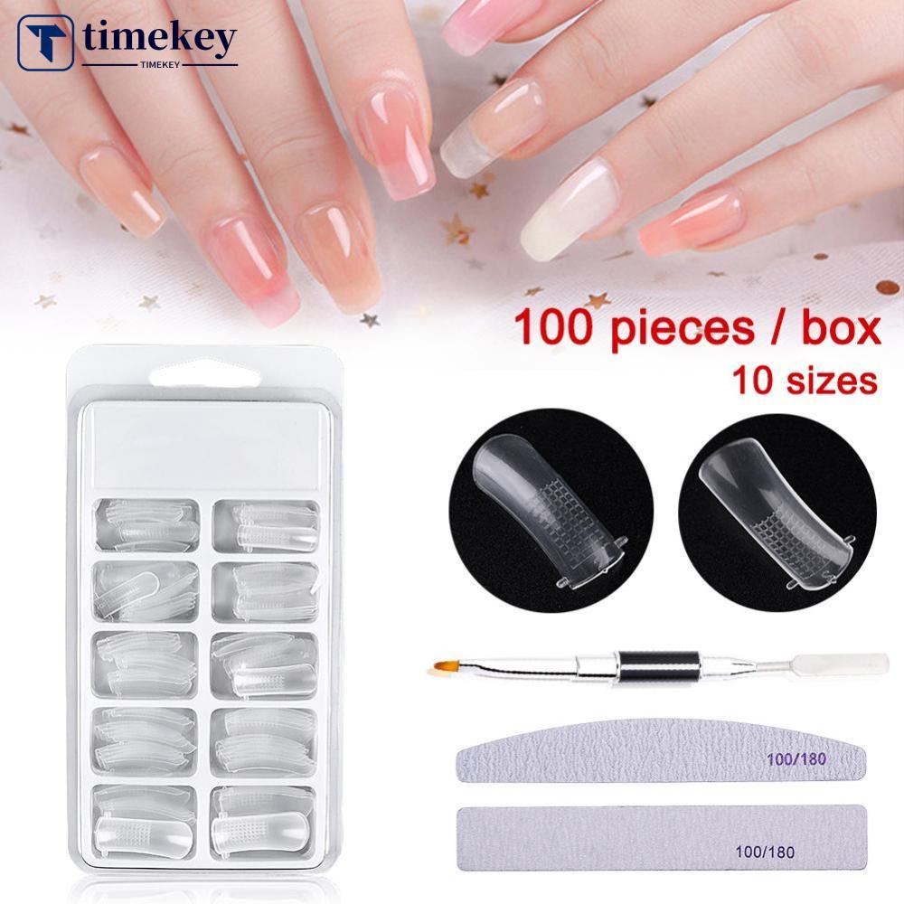 Timekey 100pcsset Kuku Palsu Transparan Reusable Aksen Kristal Untuk Nail Art A6K3