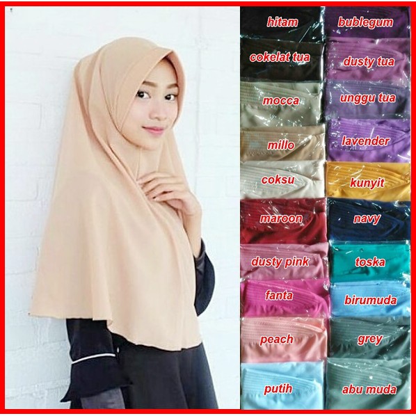 Daily Khimar Jilbab Hijab Kerudung Instan Bergo Jumbo Syari Instan Pet Antem Simple Penguin wolfis