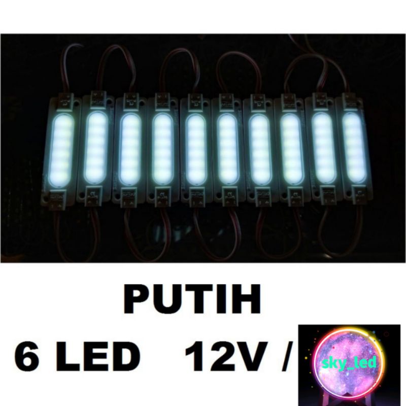 SKY_LED LAMPU LED COB 6 MATA 12 volt modul kolong mobil dan motor, neon box, aquarium, walet