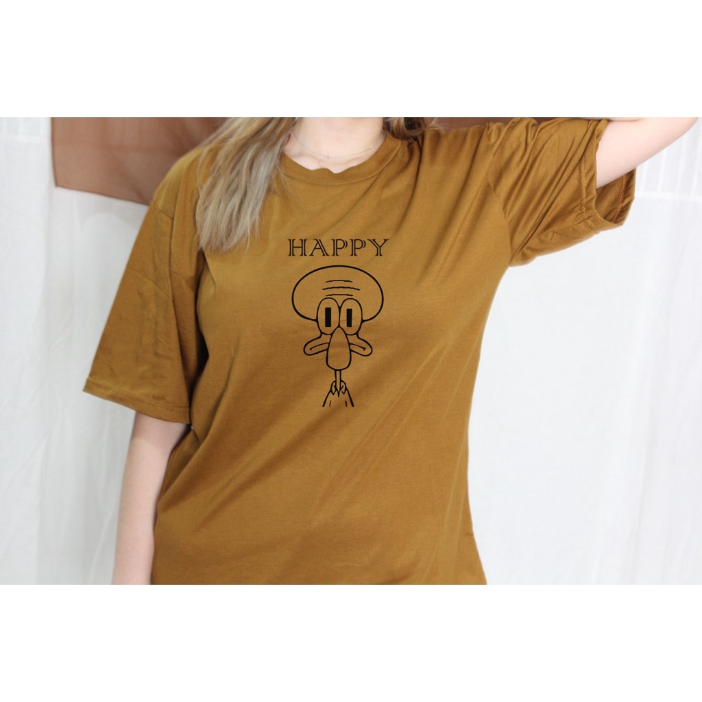 MYSTIQUE.ID-BAJU KAOS HAPPY SQUIDWARD T-SHIRT LUCU DAN AESTHETIC