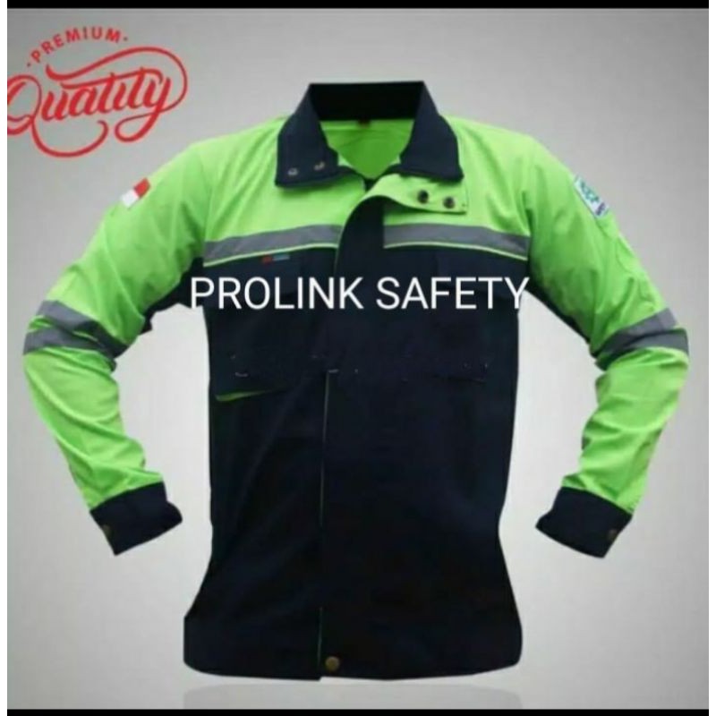 SERAGAM SAFETY SEMI JAKET HIJAU STABILO DONGKER FREE K3 BENDERA