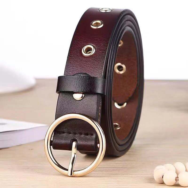 4 Warna Tali Pinggang Wanita Murah Korean Fashion kulit Round Buckle Men Women Belt / ikat /sabuk