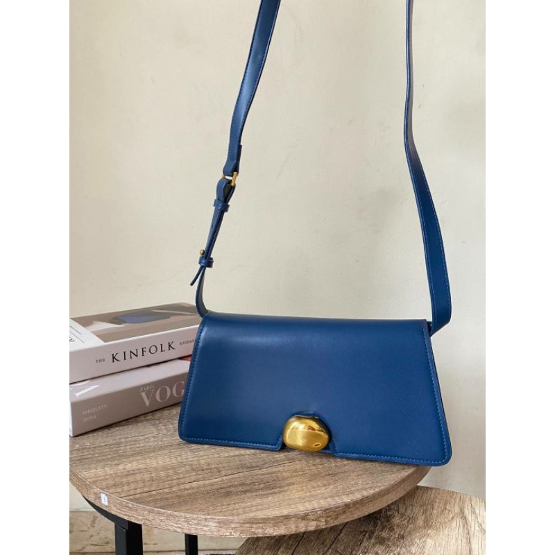 CK metallic accent trapeze shoulder bag