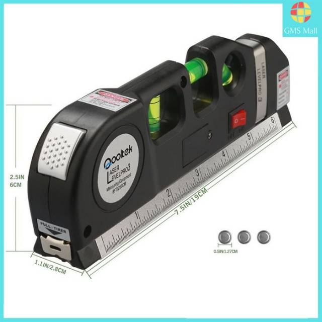 Penggaris Laser Waterpass Meteran Laser Fixit Level Pro 3 Penggaris Tukang pasang Keramik 250 Cm COD