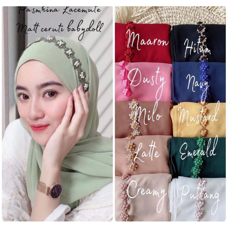 Hijab pashmina tali mutiara bunga / pashmina diamond bunga payet