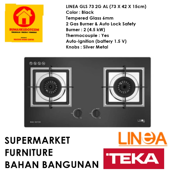 KOMPOR GAS TANAM 2 TUNGKU - KOMPOR TANAM GLS 732G AI - LINEA by TEKA