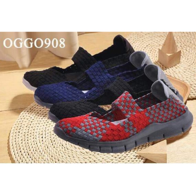 Oggo 908 sepatu wanita rajut anyaman flat