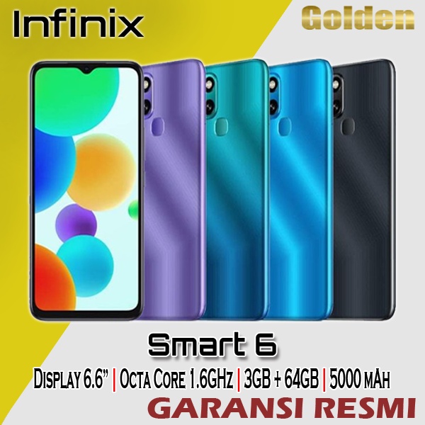 Infinix Smart 6 3/64 Ram 3GB Internal 64GB Original Garansi Resmi