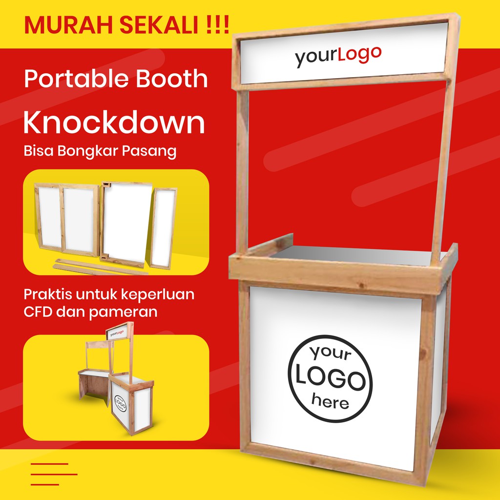 ]PROMO] Booth LIpat Jati Belanda / Mahoni 80cm Portable - Stand - Meja