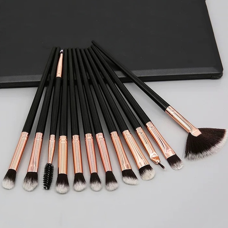 12pcs / Set Brush Blending Eyeshadow Eyeliner Eyelash Eyebrow Untuk Makeup