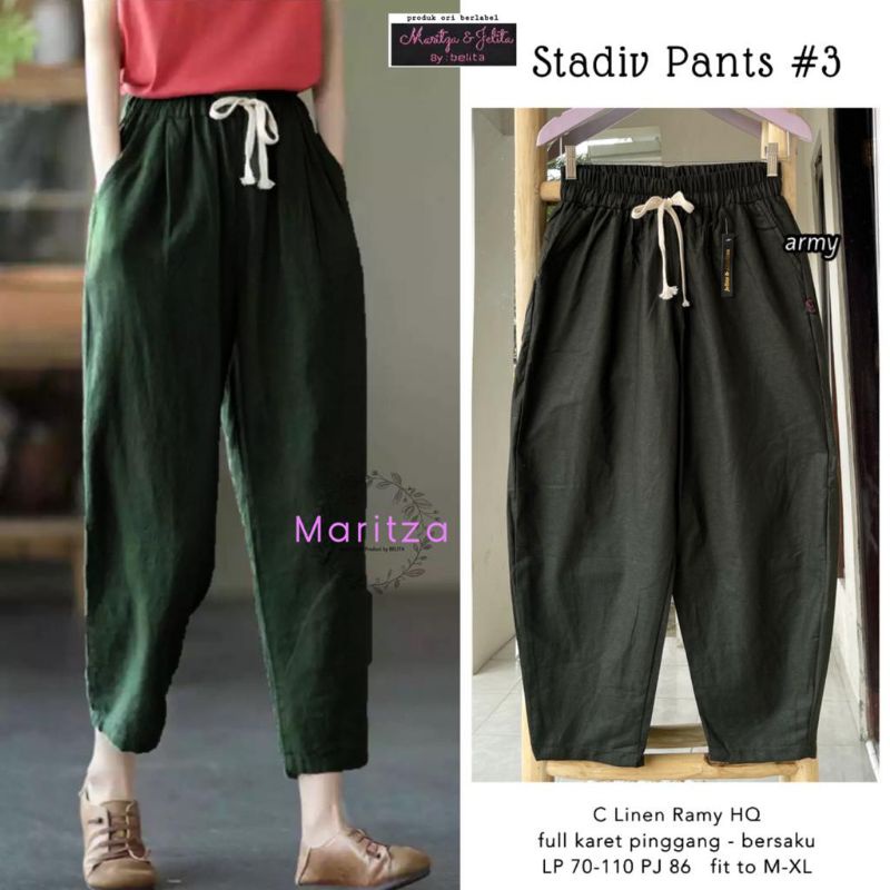 stadiv pants #3 celana wanita katun linen by maritza