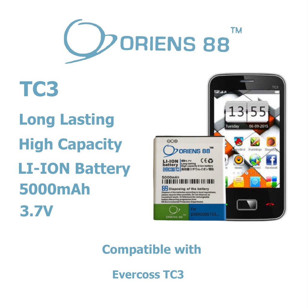 (P) Baterai batre battery Evercoss TC3 double power/IC oriens88