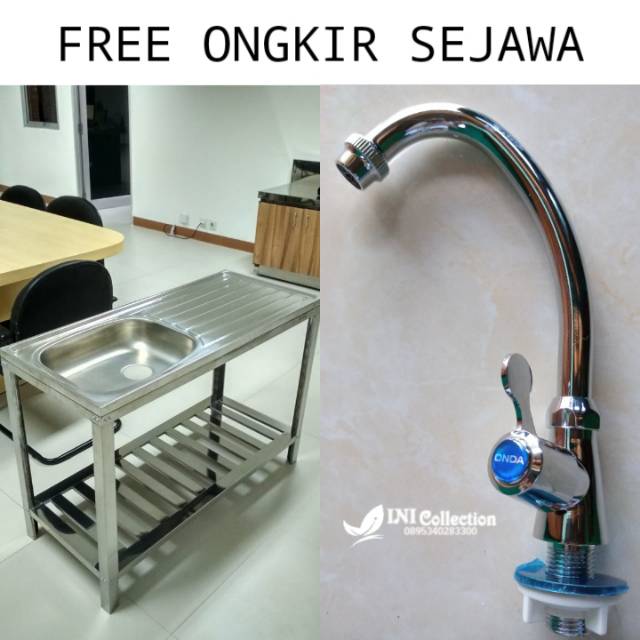FREE ONGKIR SEJAWA Bak cuci piring/Westafel tipe 42 kaki dan kran angsa merk ONDA