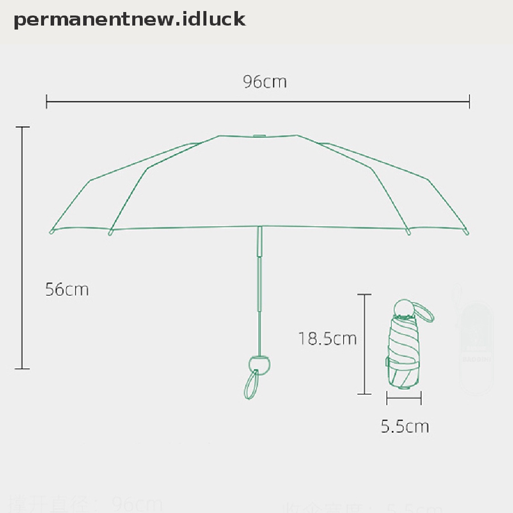 (luckypermanentnew) Payung Kapsul Mini Portable Proteksi Sinar Uv Untuk Wanita