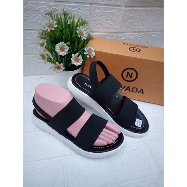 DISKON DAY! Sandal Wanita Nevada Elastis - Sandal Wanita Pelon Karet Anti Slip - Sandal Kekinian - Sandal Chubby