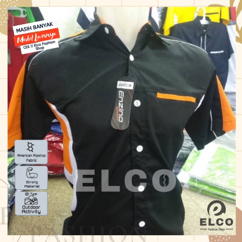 Baju seragam kerja kemeja lengan pendek baju pdh hitam kmb orange putih patung seragam kantor kemeja