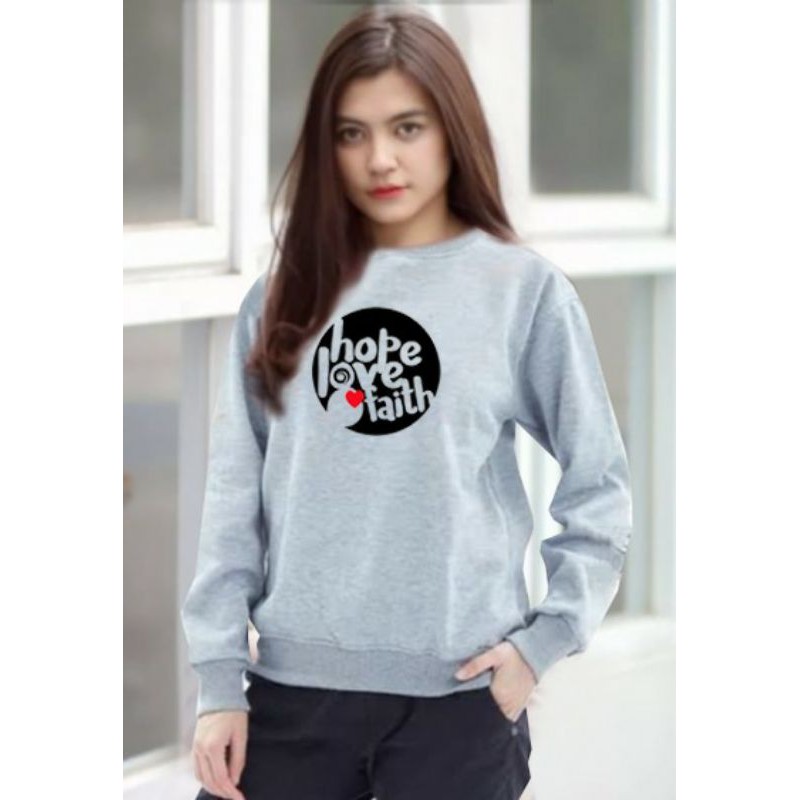 Kaos Lengan Panjang HOPE LOVE BULET / Kaos Sweatshirt / Atasan Wanita / Atasan Wanita Lengan Panjang