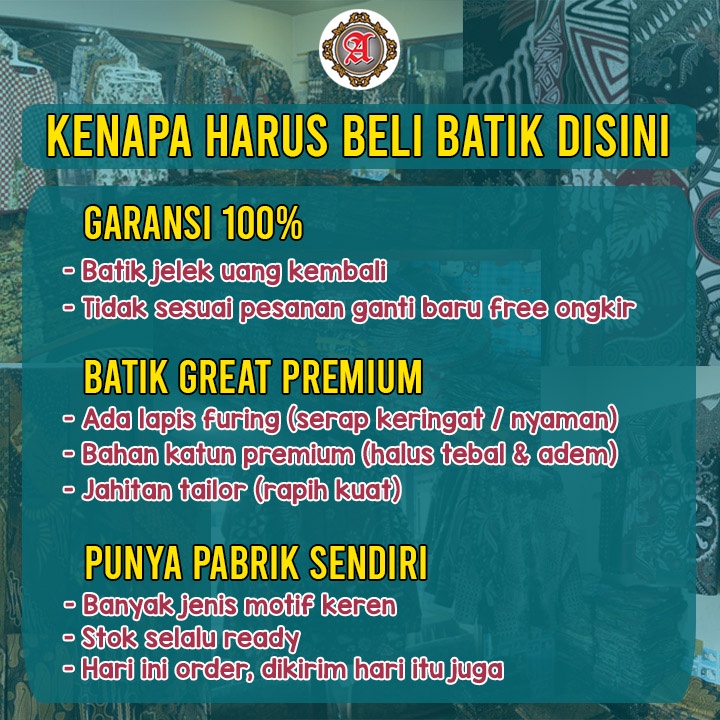 Kaos Baju Kemeja Atasan Tradisional Batik Pria Laki Laki Dewasa Lengan Panjang Modern Gaul Premium F