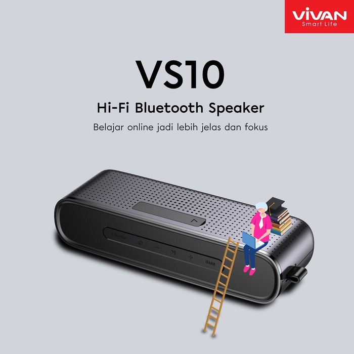 promo VIVAN Speaker Bluetooth VS10 V5.0 10W High Power Mega Bass Hi-Fi Waterproof IPX7 1800mAh by.minigo