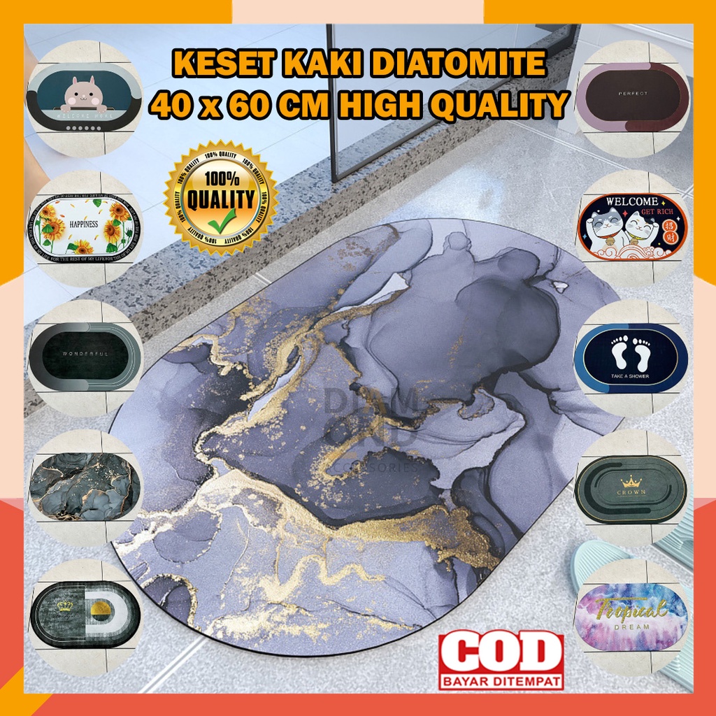 Jual KESET KAKI DIATOMITE BUNDAR OVAL MOTIF BESAR / KESET KAKI SERAP