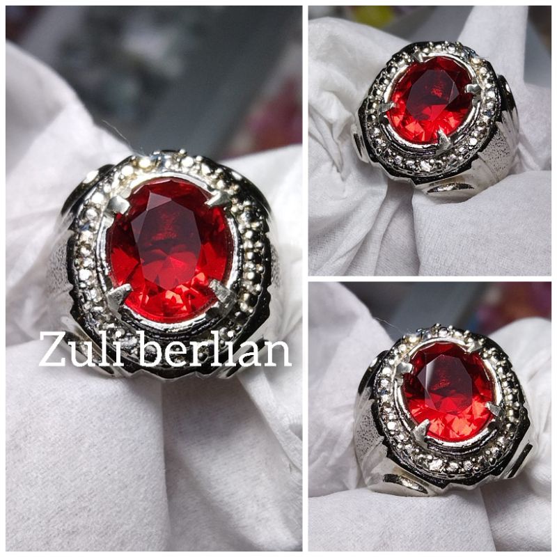Cincin batu merah siam cutting