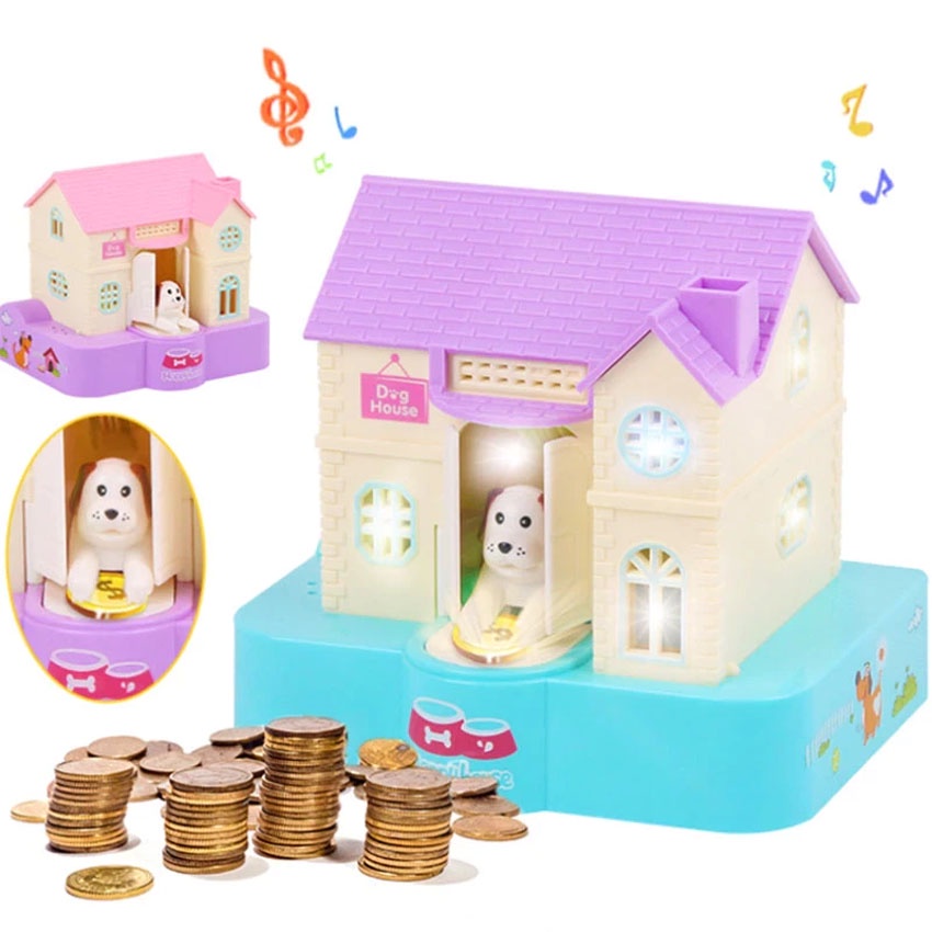 Dog House Piggy Bank Celengan Koin Bentuk Rumah Anjing Mainan Edukasi Coin